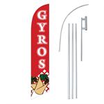 Gyros Red/White Swooper/Feather Flag + Pole + Ground Spike