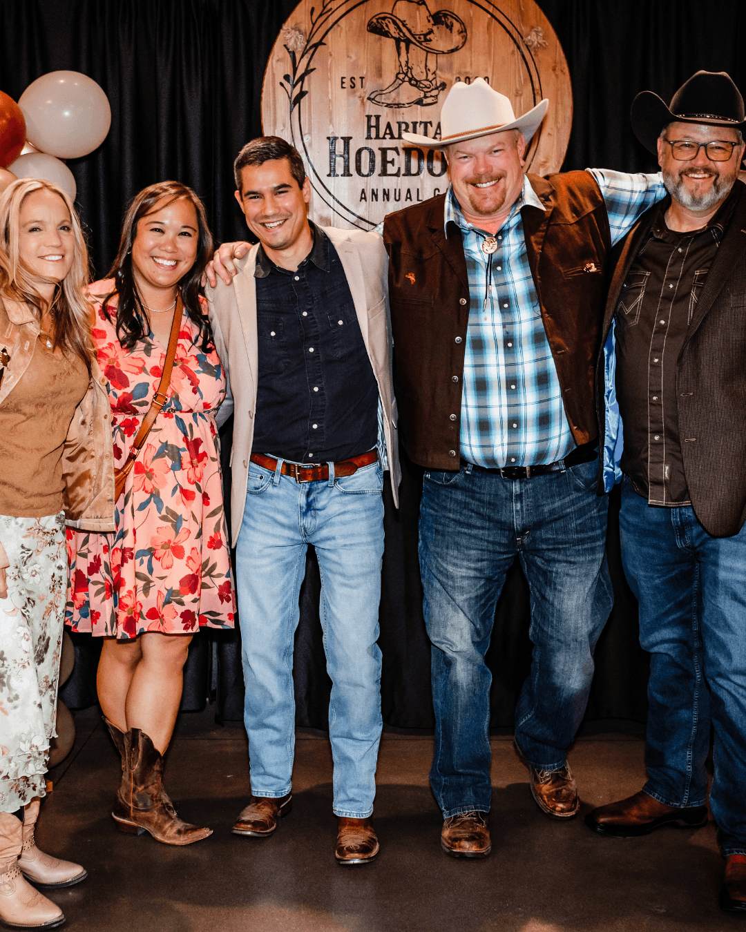 Hoedown guests at the photobooth