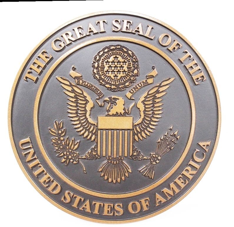 AP-1106 - Carved 2.5-D Plaque of the Great Seal of the United States, Metallic Bronze Painted