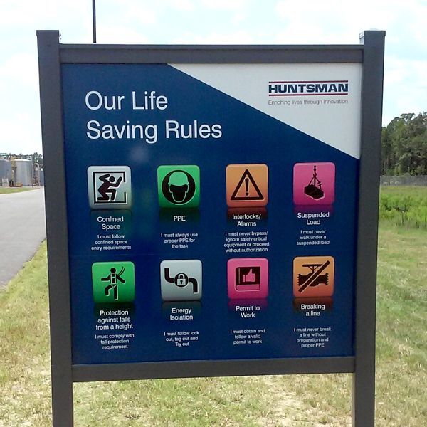 Huntsman Life Saving Rules Safety Sign