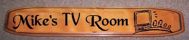N23636 - Engraved Cedar Wood Plaque, "Mike's TV Room"
