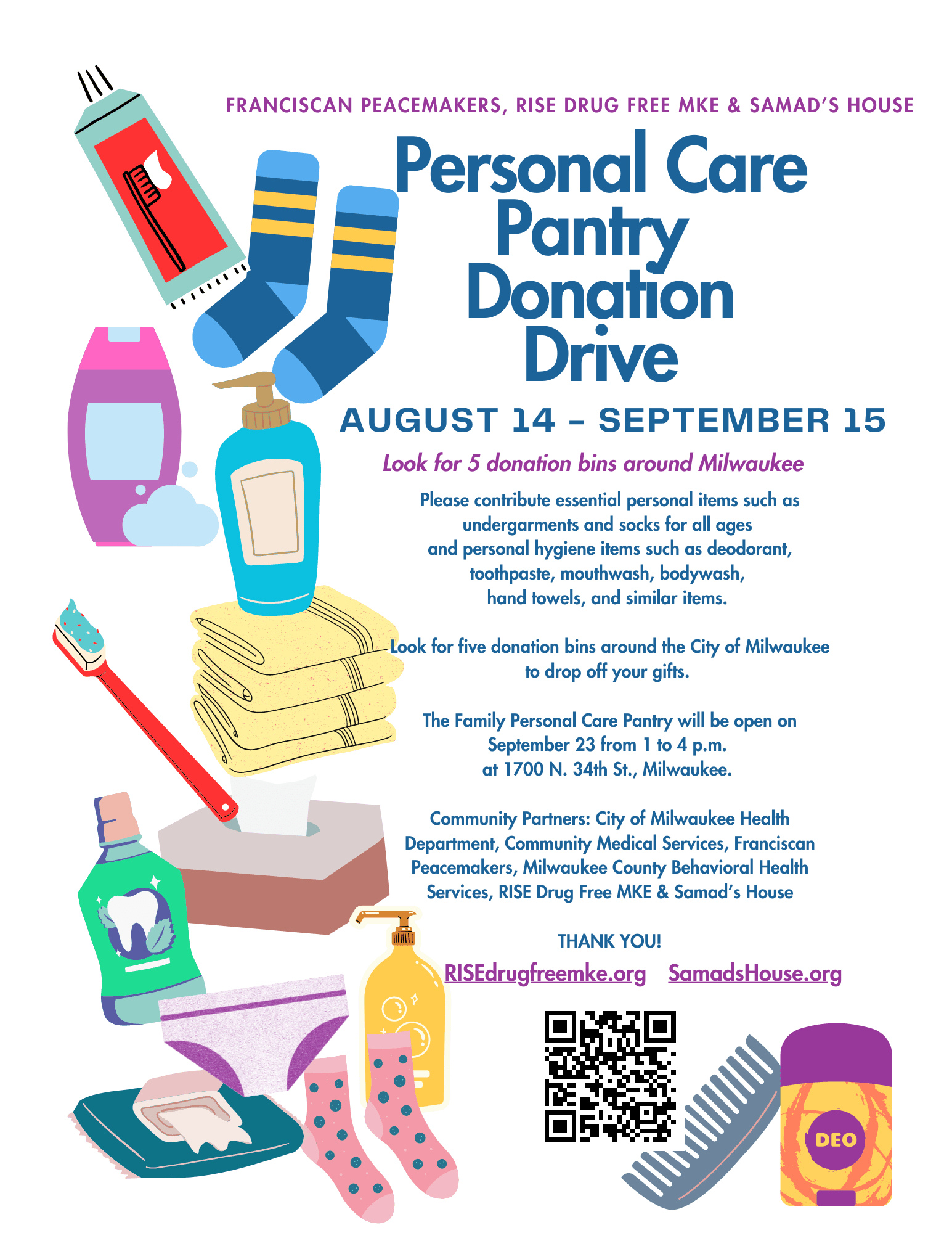 personal care pantry donation drive flyer