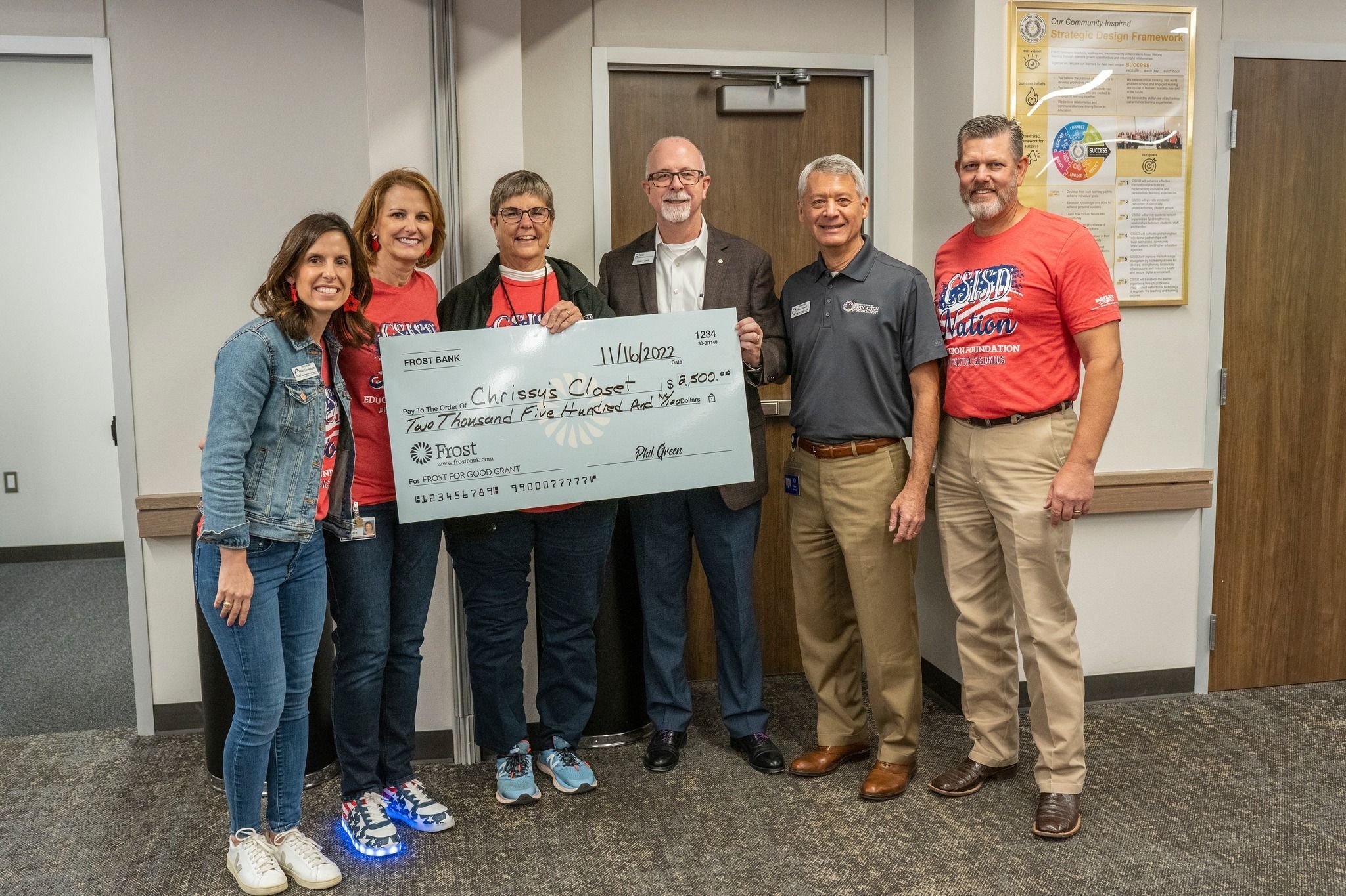 The Education Foundation receives a grant for Chrissy's Closet from Frost