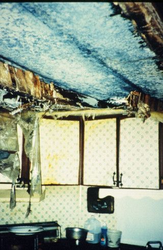 Photo of rain-damaged kitchen