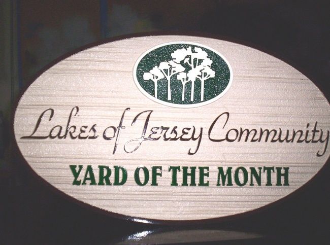 KA20901 - Lakes of Jersey Community Yard of Month Sign with Tree Grove