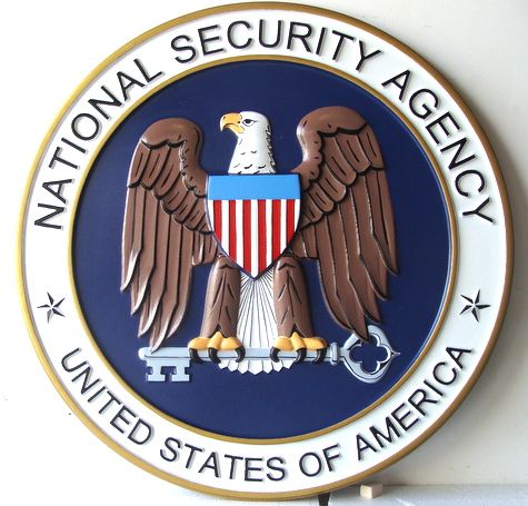 AP-3100 - Carved Plaque of the Seal of the US National Security Agency (NSA),  Artist Painted 
