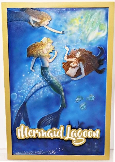MB2012 - Custom Carved and Sandblasted Sign for "Mermaid Lagoon"