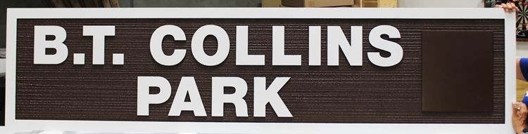 GA16526 - Carved and Sandblasted Wood Grain HDU  Entrance Sign  for B. T. Rollins  Park