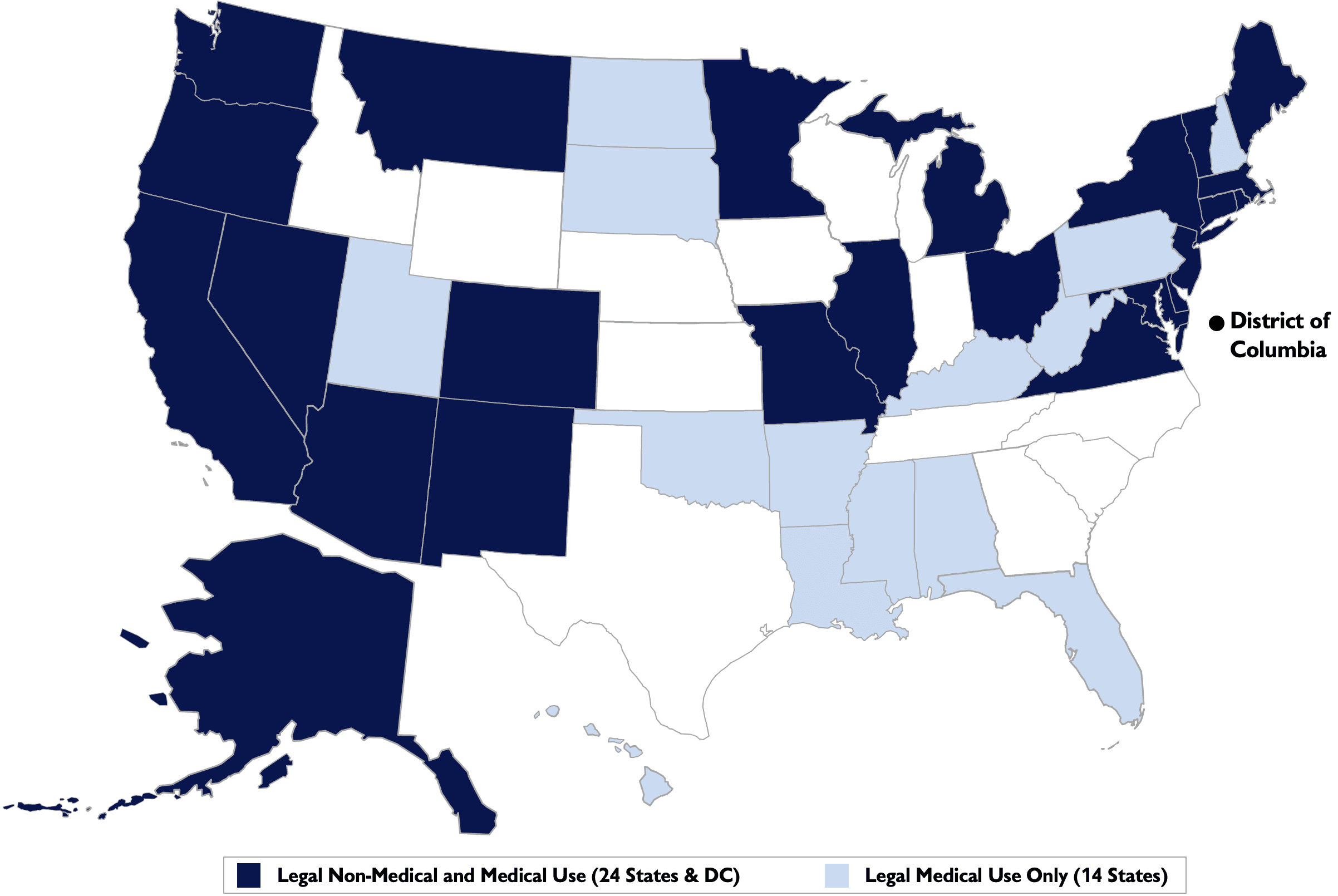 Map: Status of State Marijuana Legalization - November 2023