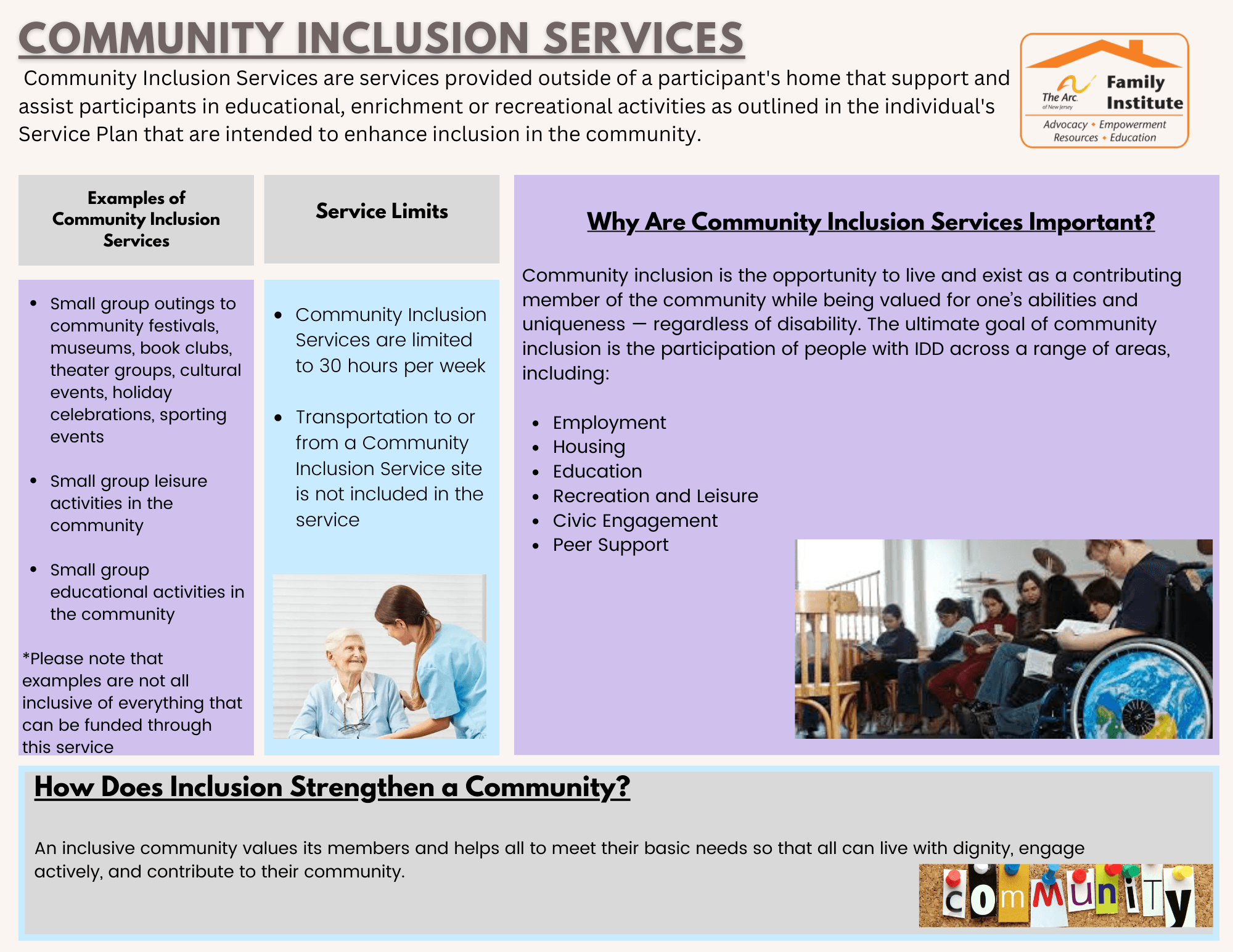 Community Inclusion Services Through the Division of Developmental Disabilities (DDD)