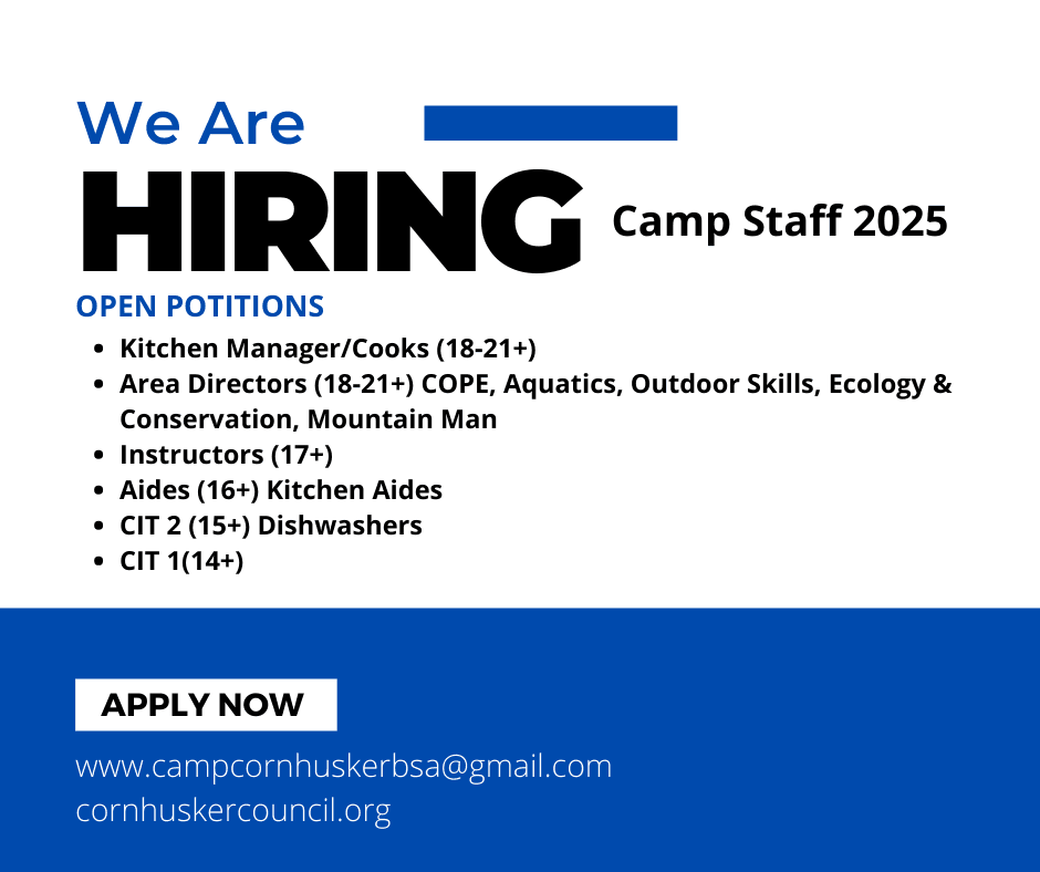 Staff Wanted: Camp Cornhusker 2025