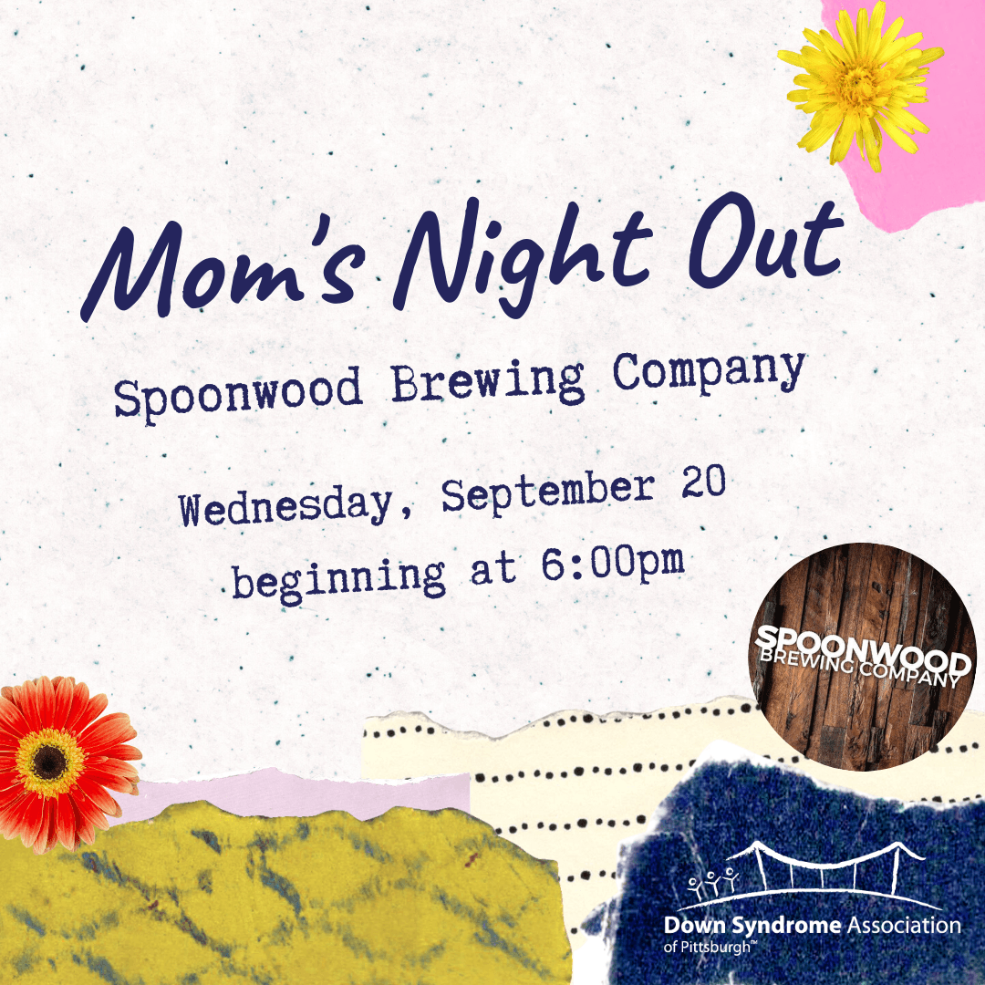 Picture of yellow and orange flowers with event title of Mom's Night Out and date of event happening on Wednesday, September 20 beginning at 6:00pm at Spoonwood Brewing Company