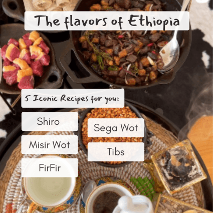 Five meticulously crafted recipes, each a gateway to Ethiopia’s rich culinary heritage.