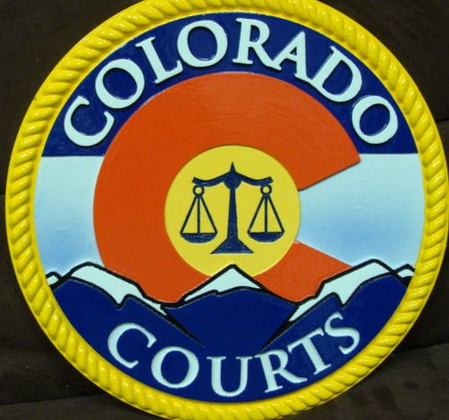 GP-1062 - Carved Plaque of the Seal of Colorado State Courts, Artist Painted
