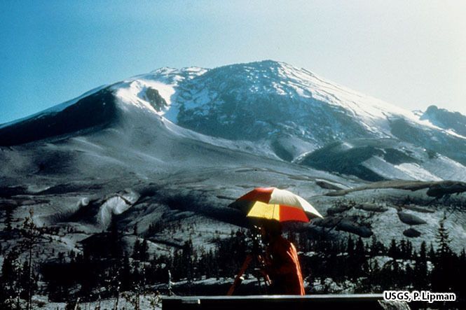 Figure 2: 1980 Mount St. Helens bulge or “cryptodome.” Photo credit: USGS, Peter Lipman.