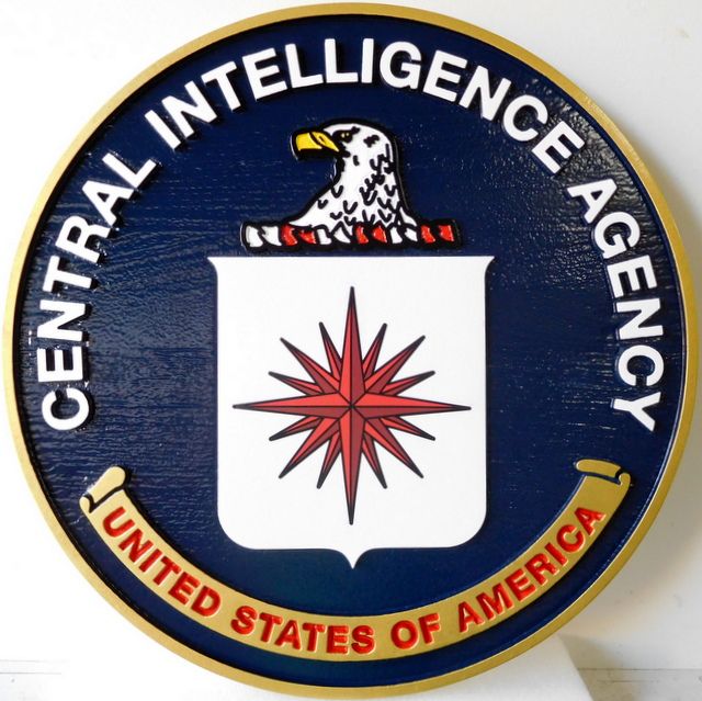 U30406 - Central Intelligence Agency (CIA) Seal Carved 3-D Cedar Wood Wall Plaque