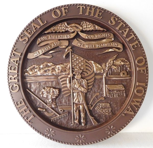 Painted, Wood and Metal 3-D State Seal Wall & Podium Plaques