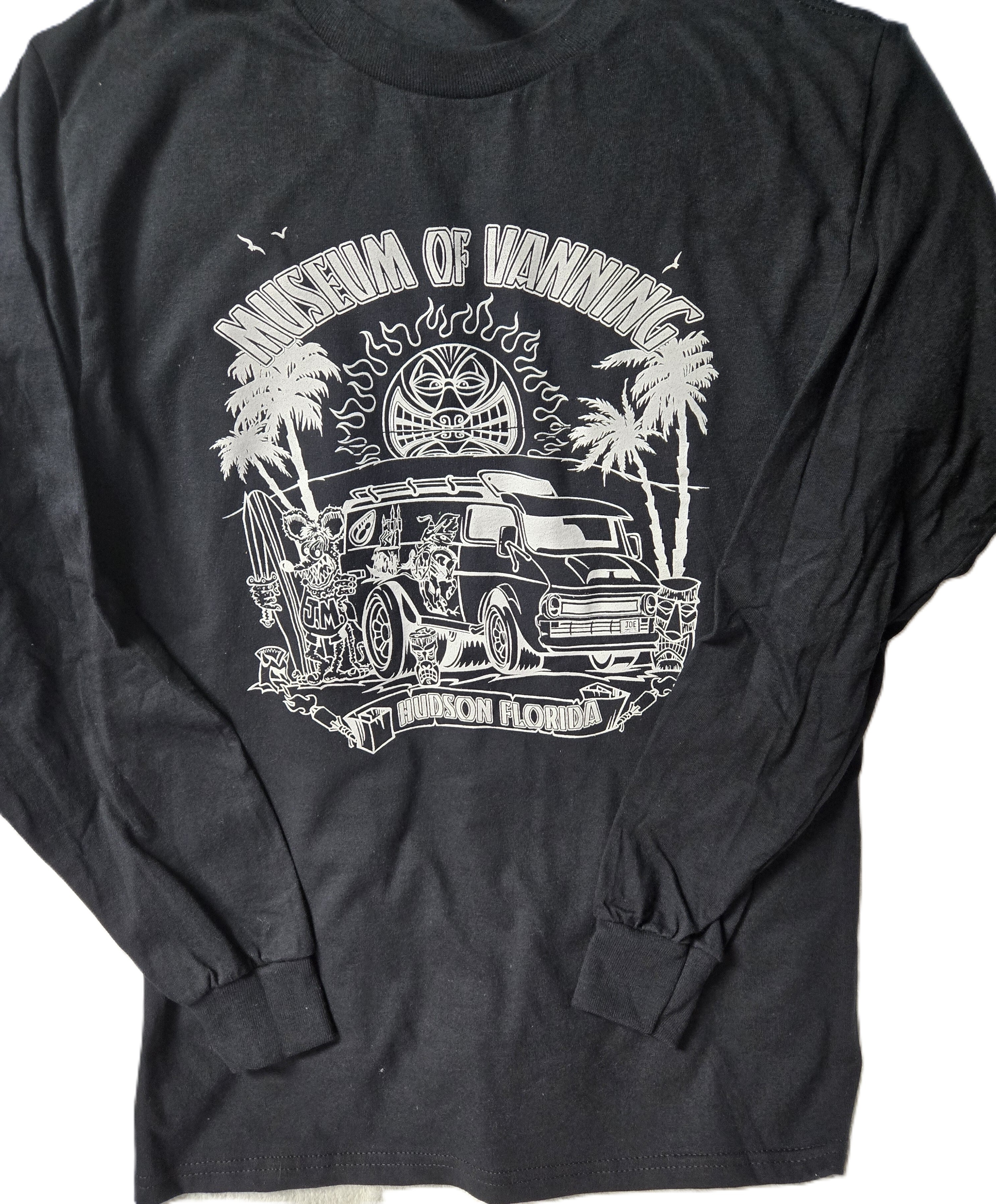 Adult Museum Logo T-Shirt Black Long Sleeve with White Logo