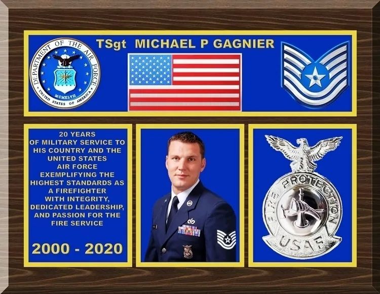 SB1318 - Retirement Plaque for a Fireman of the United States Air Force