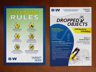 Full-color workplace safety posters printed for Babcock & Wilcox.