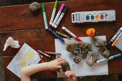 Kids working on art project