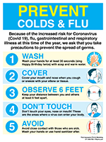 24” x 18” Prevent Colds, Flu, & Corona-virus Posters