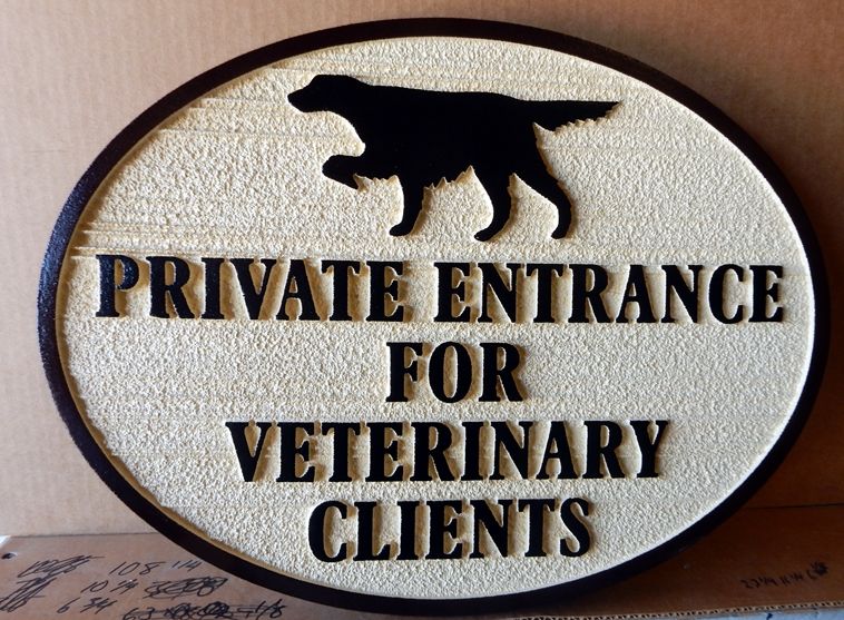 BB11775 - Directional Sign Using Pointer Dog To Show Private Entrance for Veterinary Clients