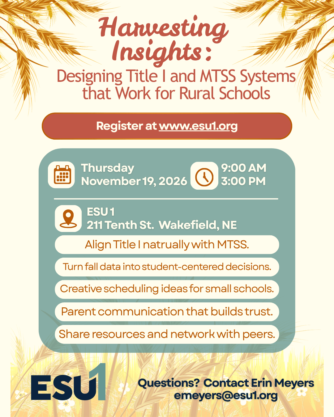 Harvesting Insights: Designing Title I and MTSS Systems that Work for Rural Schools Flyer