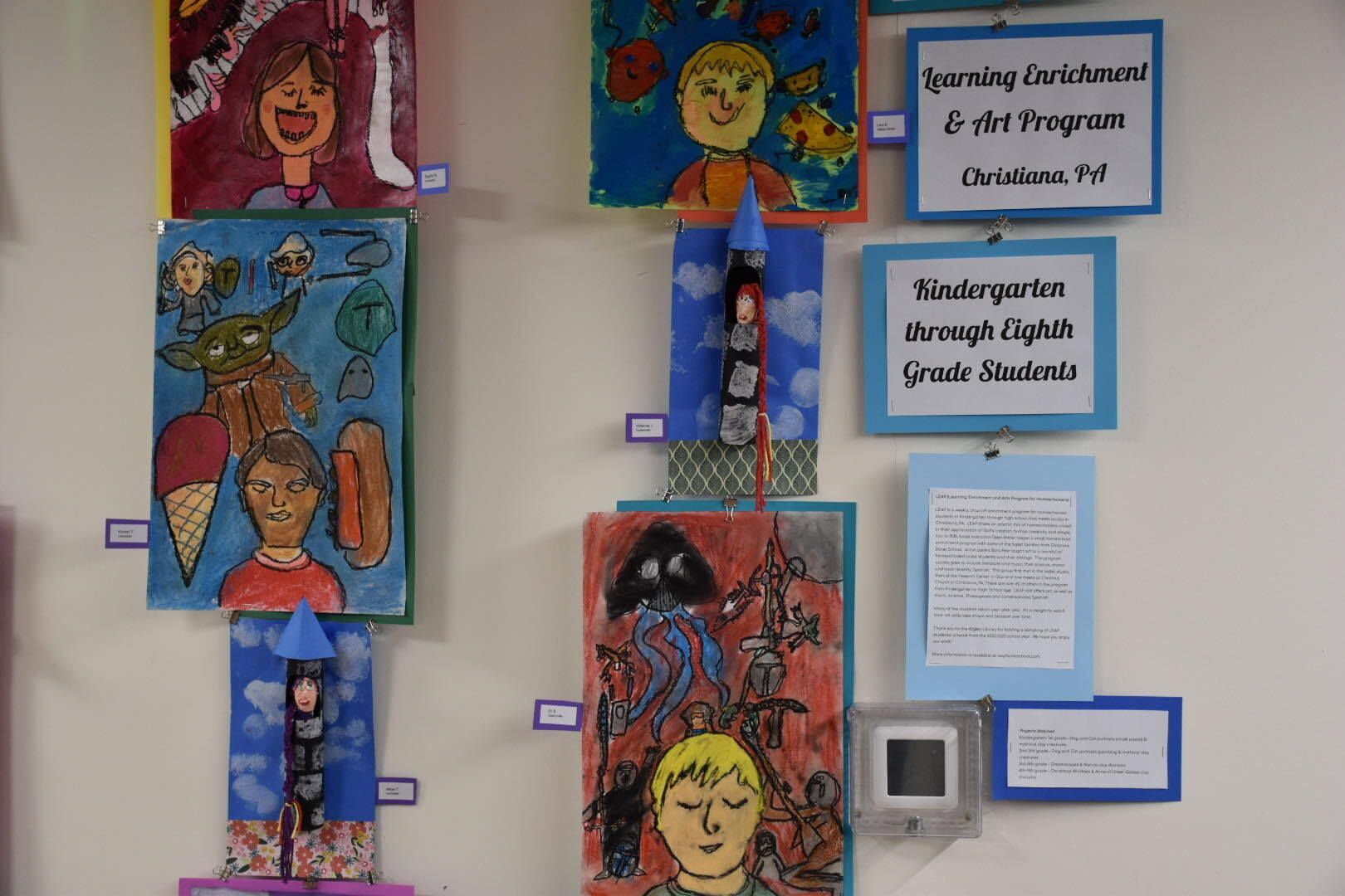 LEAP Homeschoolers Exhibit Student Artwork