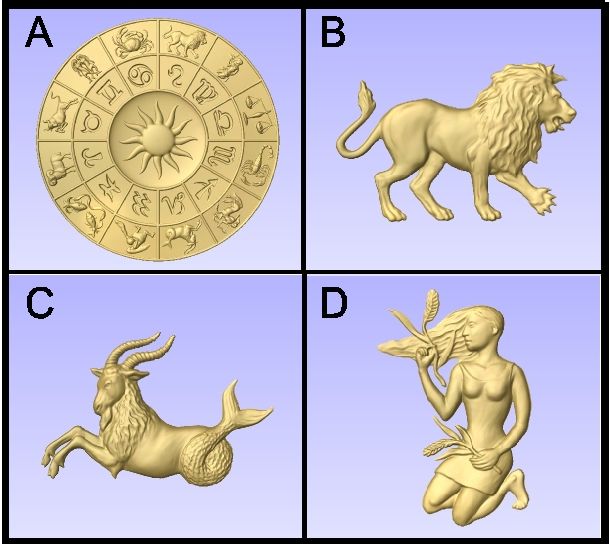 N23902 - Carved Zodiac Symbols