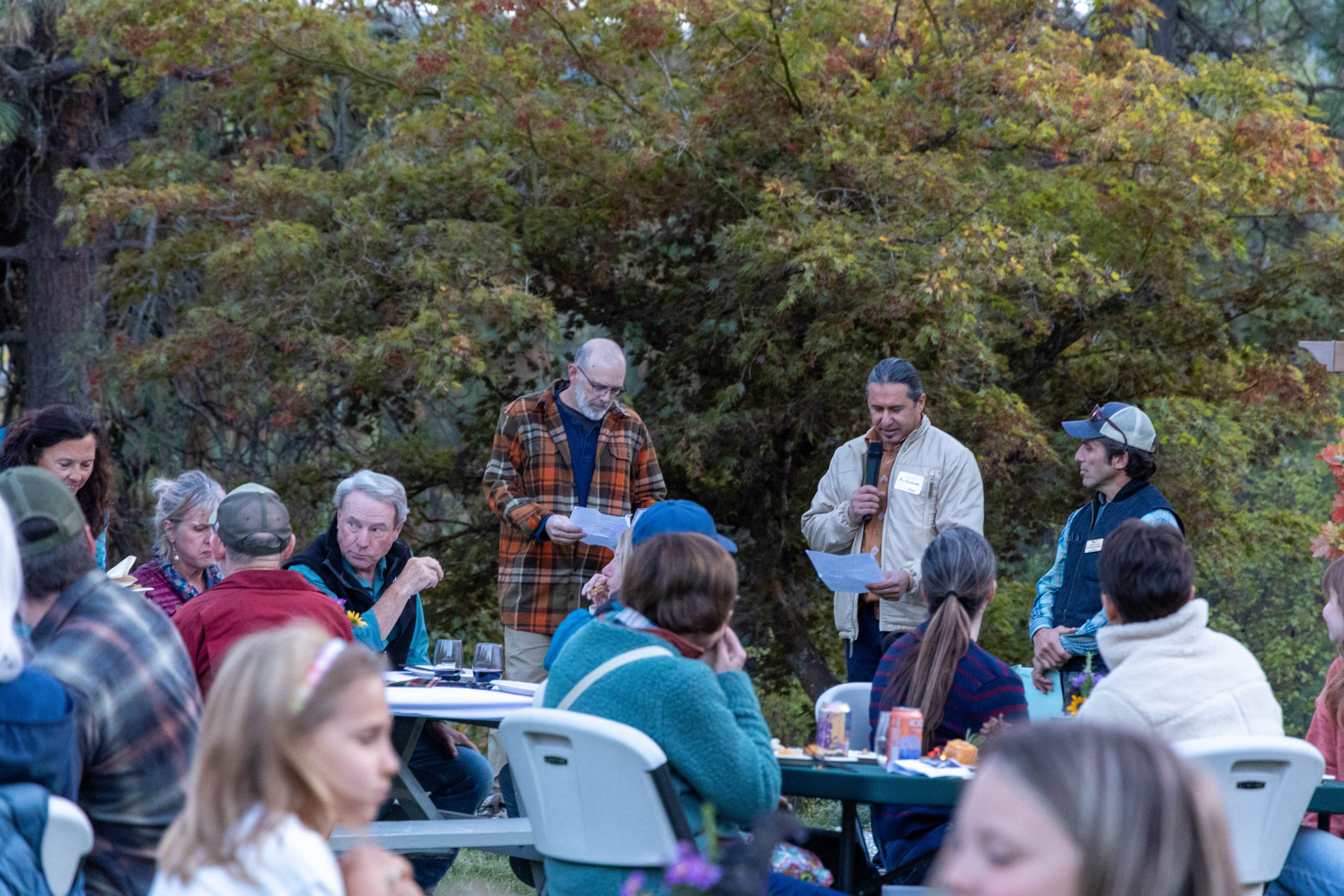 Sunset & S'mores 2026 speeches during dinner. Photo by Angela Crampton.