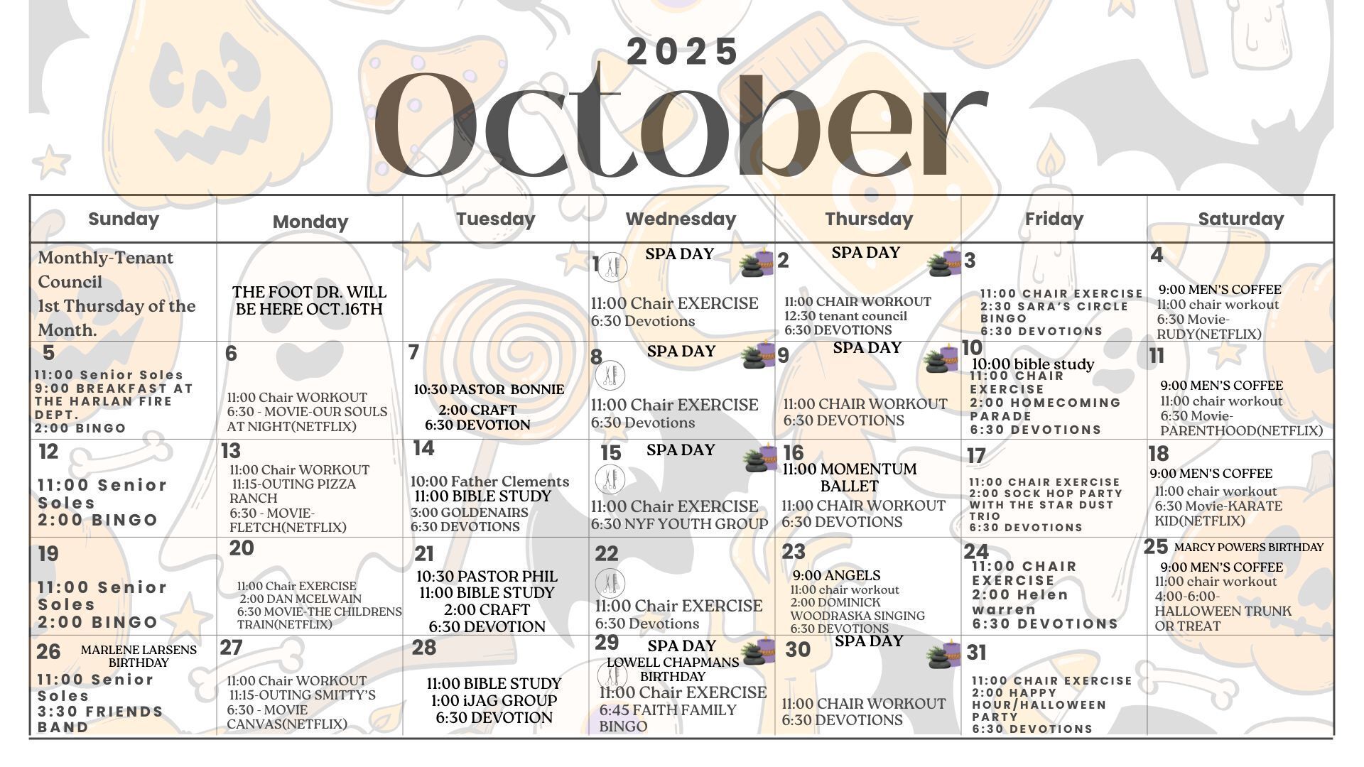 Downloadable Activities Calendar