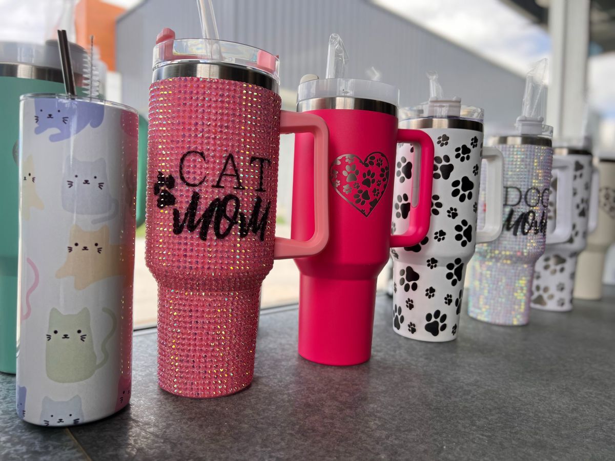 Insulated Tumblers | Bedazzled Tumblers | Cat Mom Tumbler | Dog Mom Tumbler