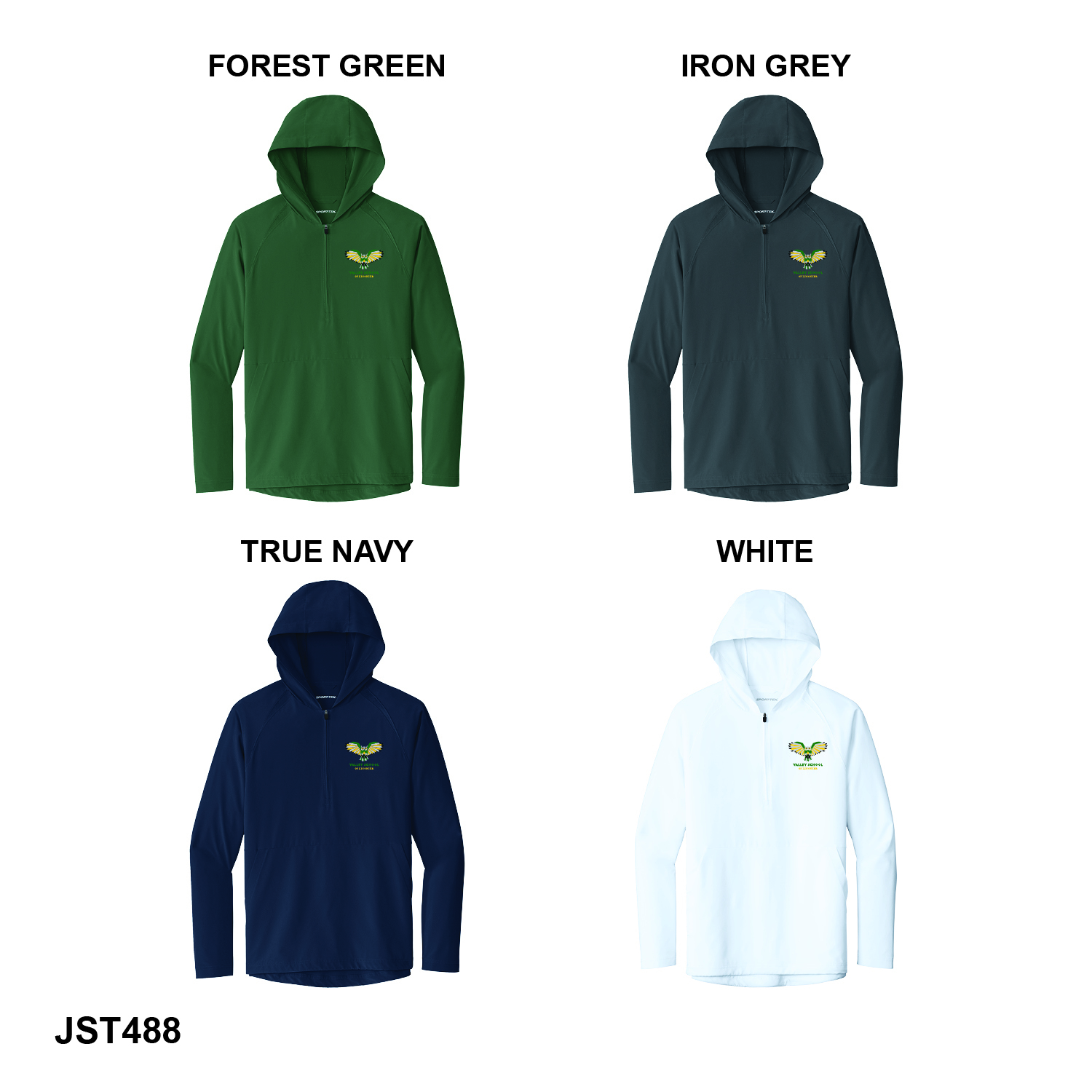 VSOL WITH OWL LOGO - Sport-Tek® Repeat 1/2-Zip Long Sleeve Hooded Jacket