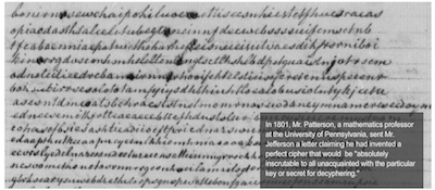1801: Patterson's "Perfect Cipher" Letter sent to Thomas Jefferson