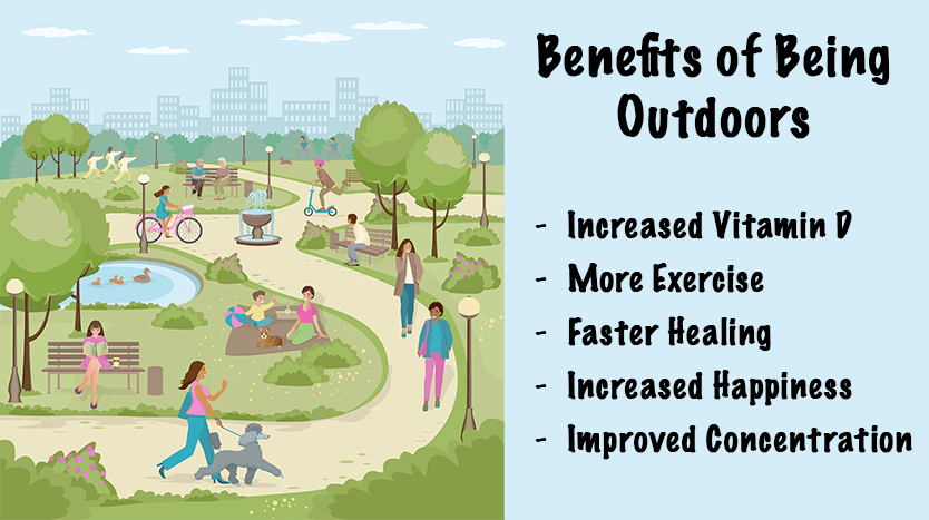 This month's topic includes the benefits to being outside for both your mind and body.