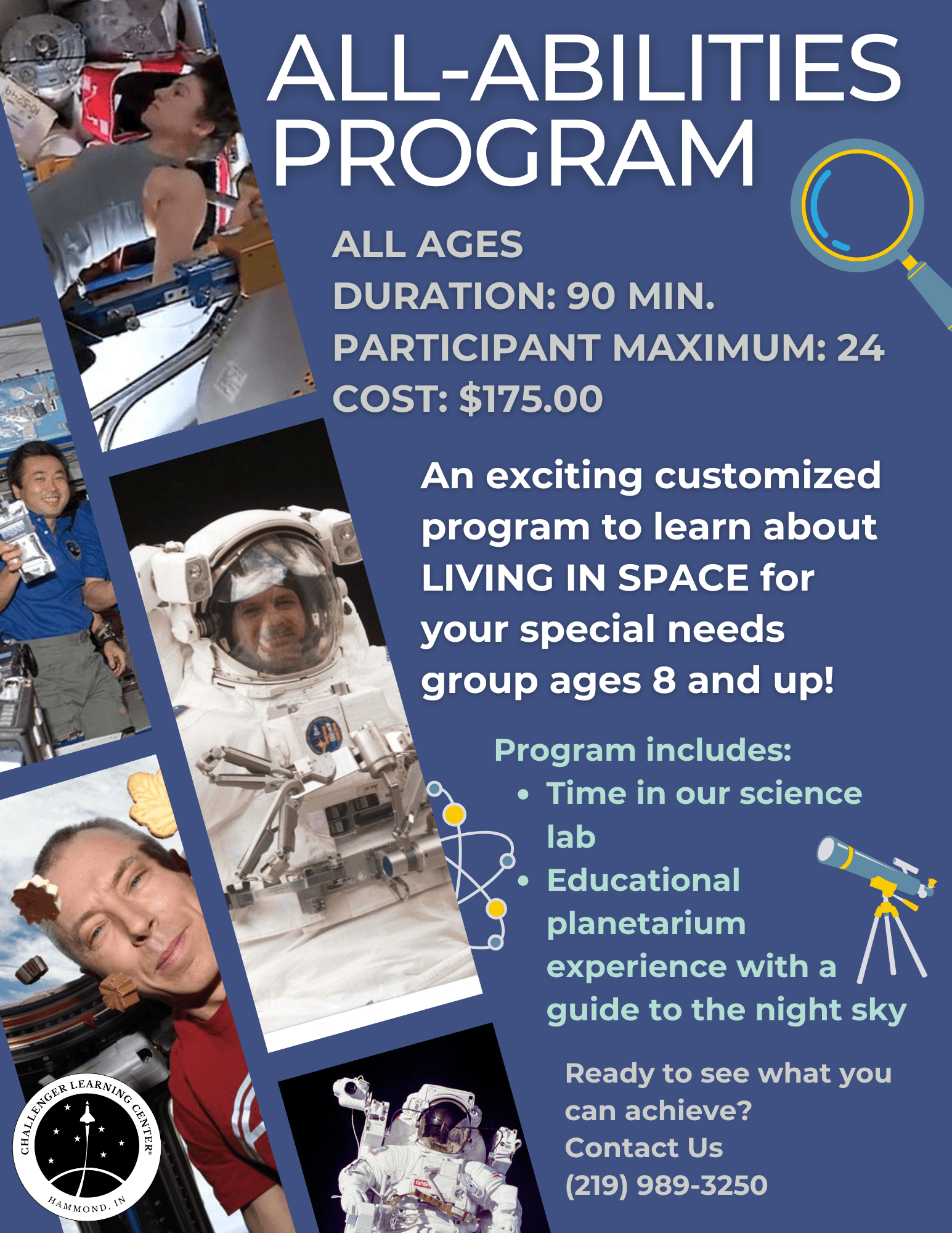 Flier for All-Abilities Lab that describes customizable lab program for special needs organizations and groups