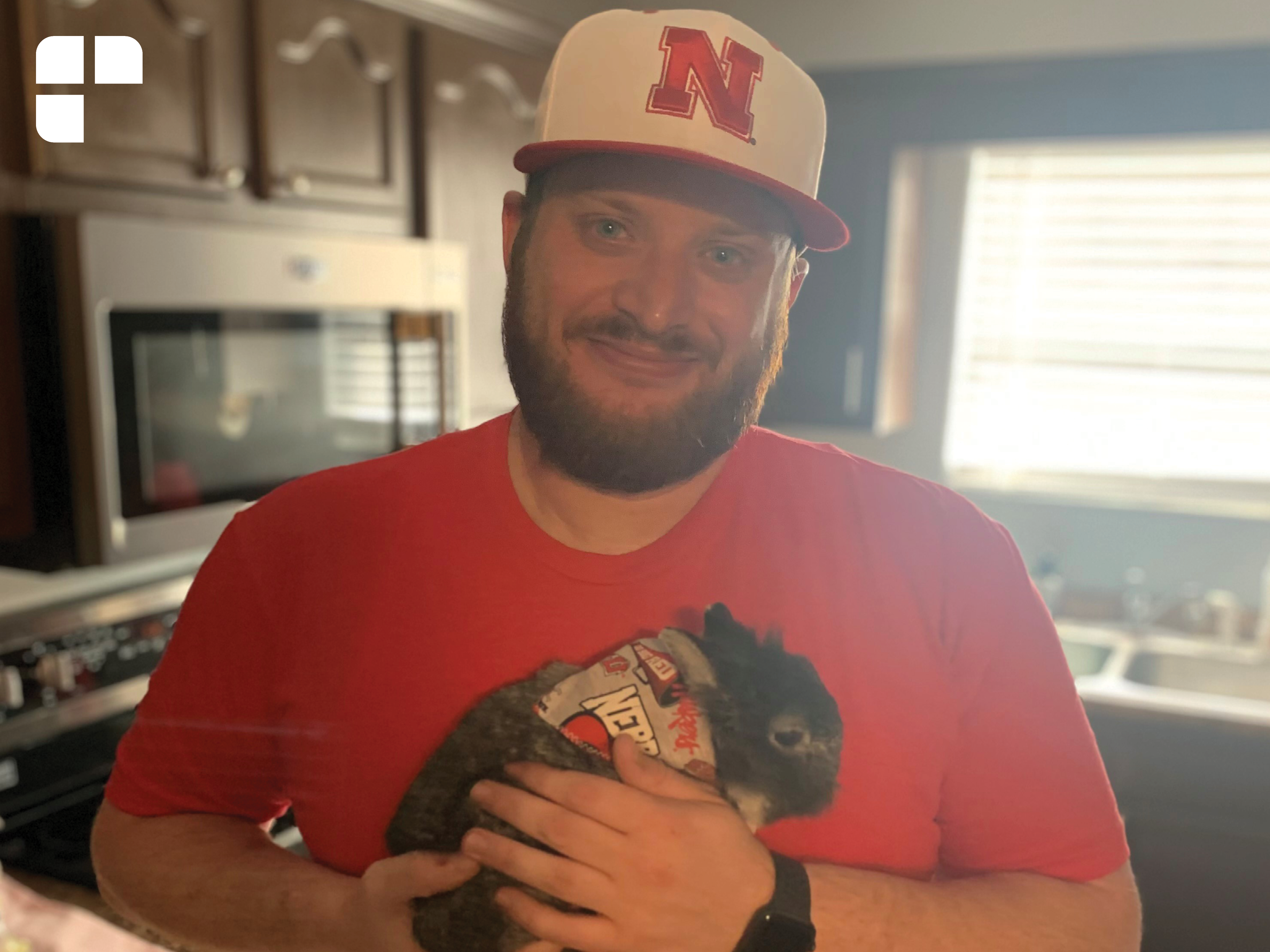 Daniel holding his rabbit.