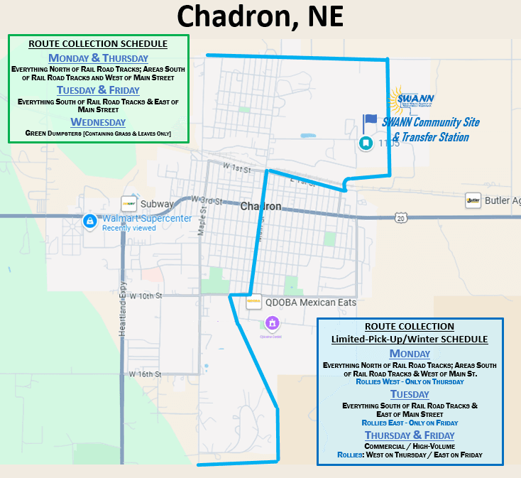 Chadron NE Route Collection Schedule Map