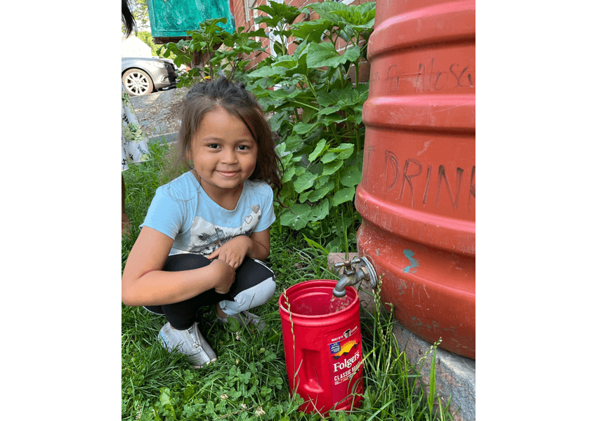 Girl watering plants