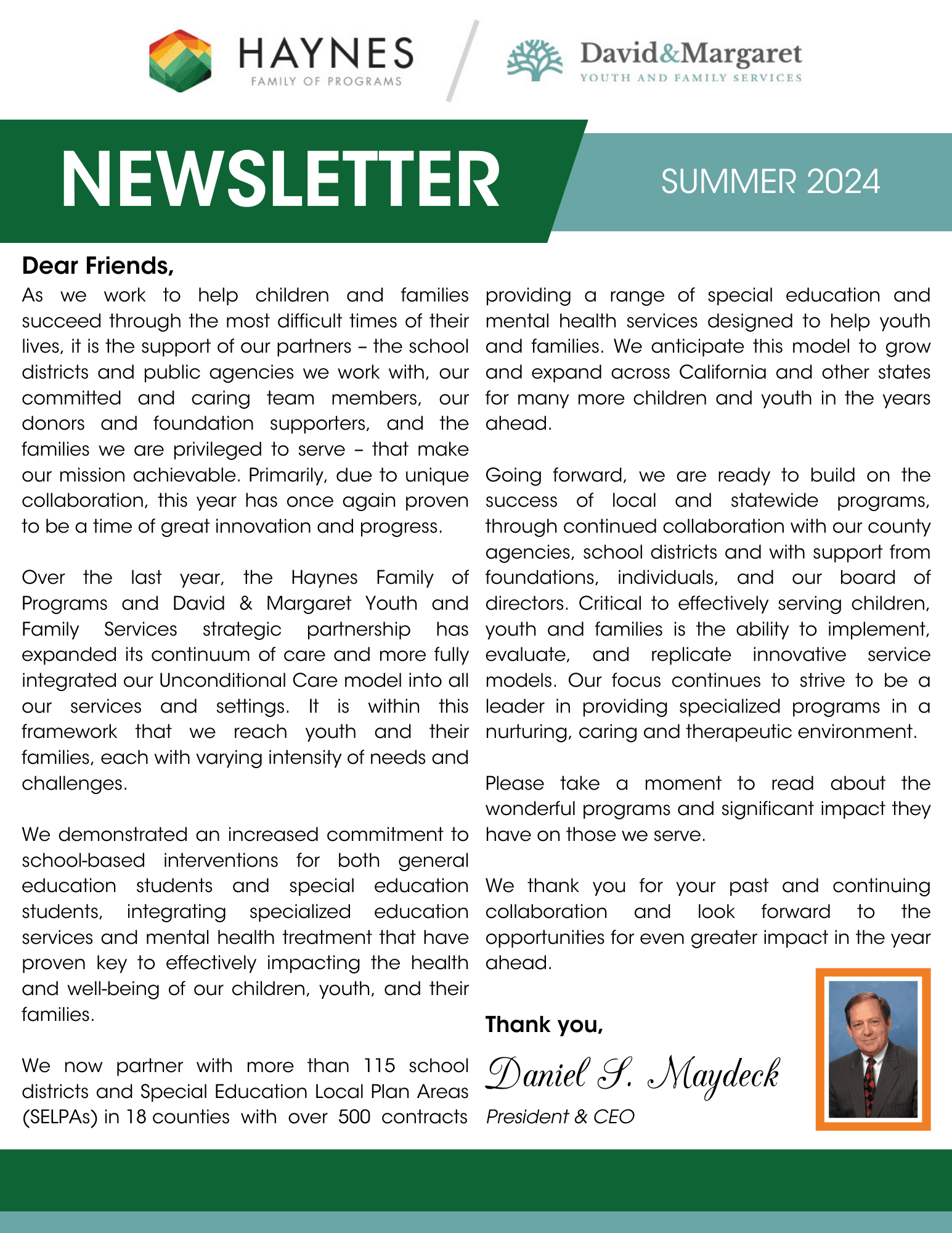 Summer Newsletter 2024