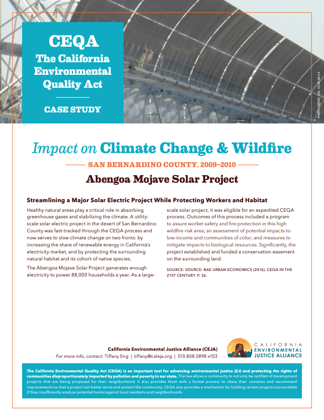 Impact on Climate Change & Wildfire Abengoa Mojave Solar Project