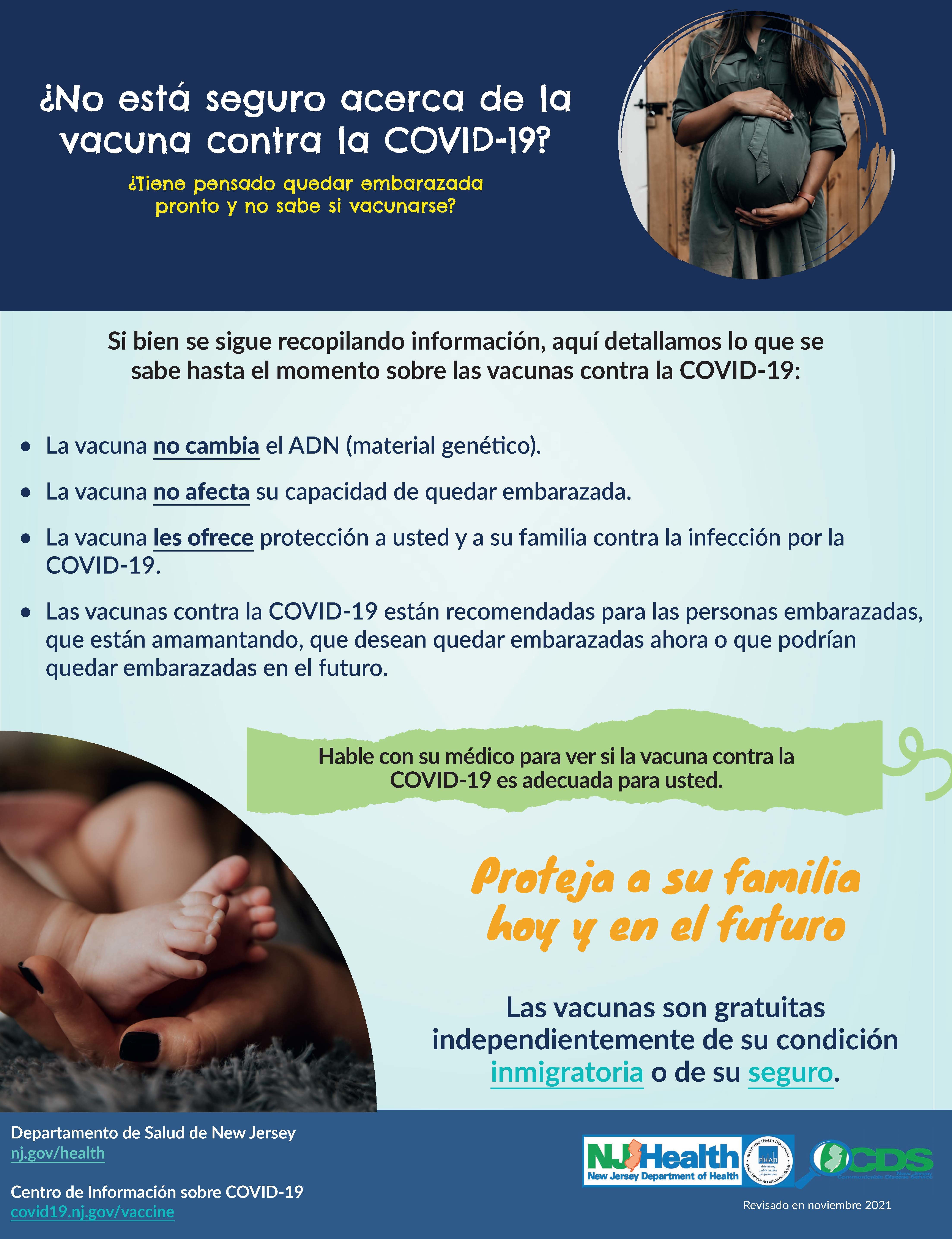 Pregnant or Thinking About Getting Pregnant flyer (Spanish)