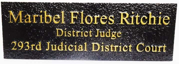 GP-1455 - Carved Plaque  of District Judge's Name Plate, 2.5-D Raised Relief, Brass-Plated