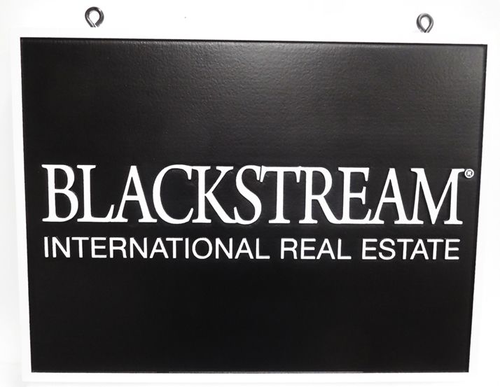 C12282 - Carved 2.5-D HDU Hanging Sign for Blackstream International Real Estate Company, Text Raised