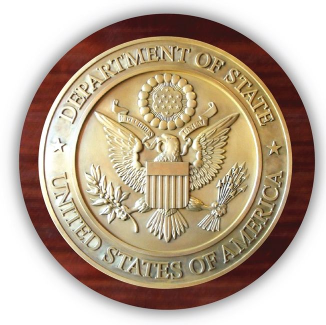 EA-2020 - Great Seal of the United States Mounted on a Mahogany Plaque