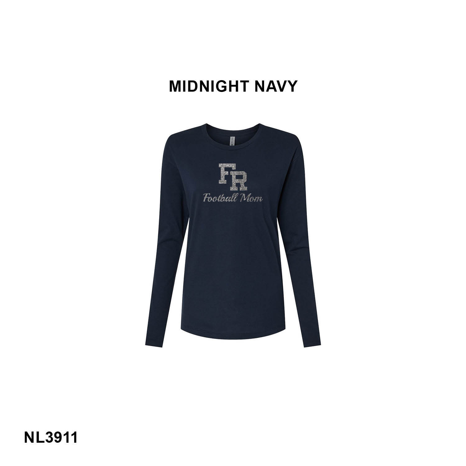 FR FOOTBALL MOM SILVER GLITTER LOGO - Next Level Apparel® Women’s Cotton Relaxed Long Sleeve Tee