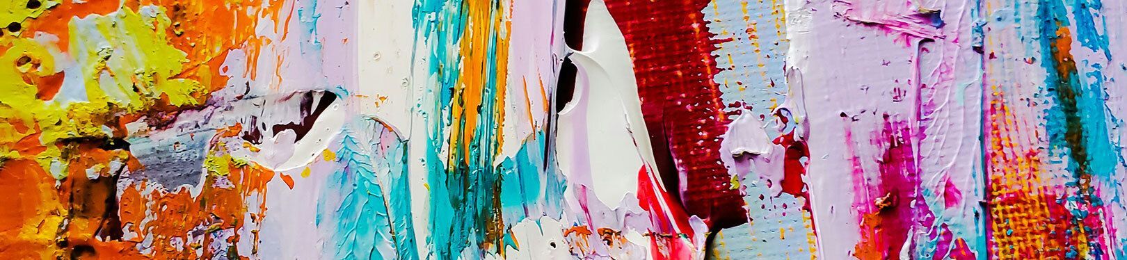 Rainbow colored paint strokes.