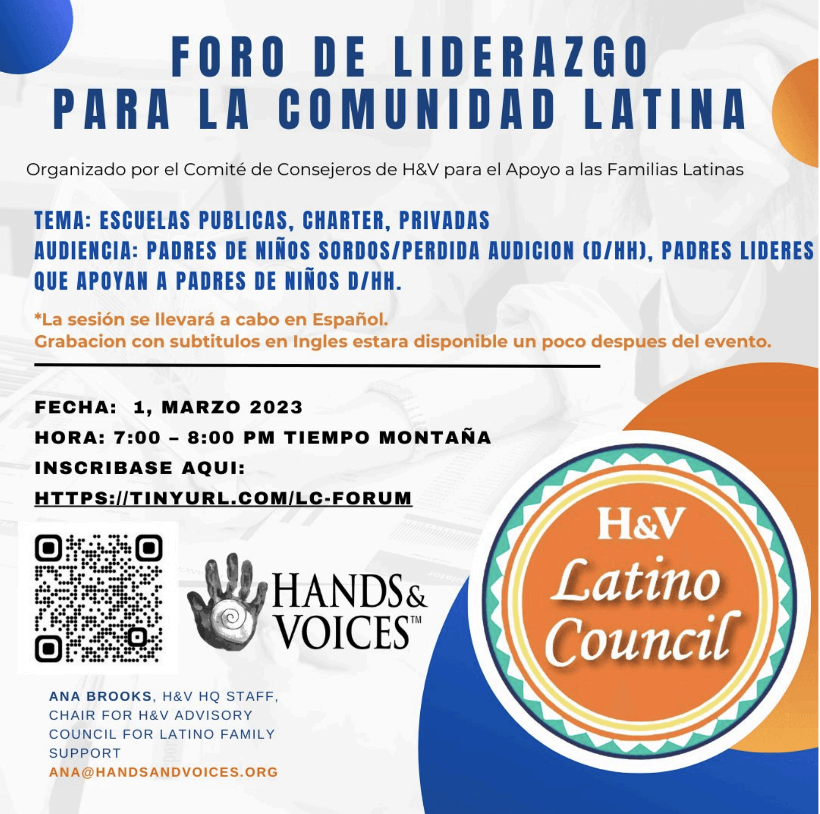 Hands & Voices Advisory Council for Latino Family Support (virtual) :  Events for Families of Children Who are Deaf / Hard of Hearing : What We Do  : The Decibels Foundation