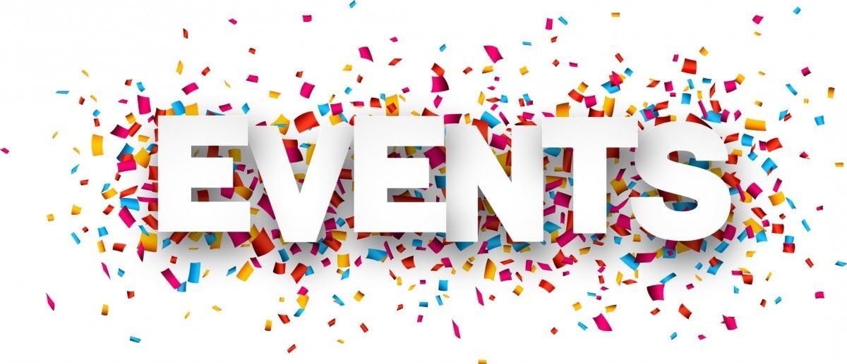 Events with colorful paper confetti squares flying.